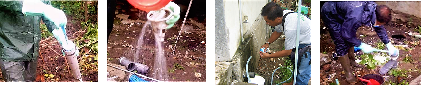 Cleaning the pump parts with water and soap. After the work it is important to wash hands to avoid infections. Source: OXFAM (Editor) (n.y.)