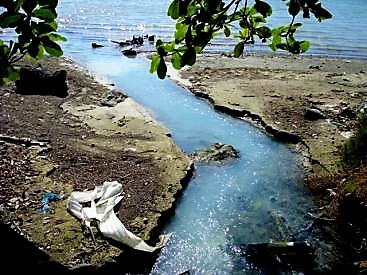 Turbid wastewater flows directly into the sea. Chetumal, Mexico. Source: B. STAUFFER (2010)    