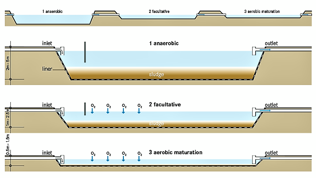 Typical scheme of a Waste Stabilisation System (WSP). Source: TILLEY et al. (2014)