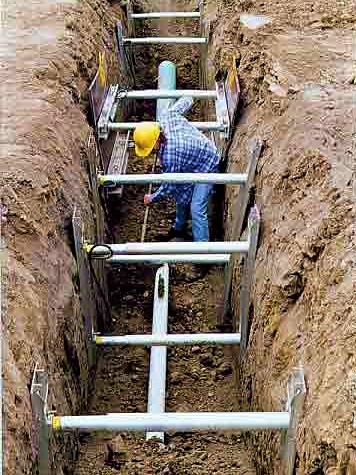 Vertical shores to prevent a cave-in. Source: TRENCHTECH n.y. 