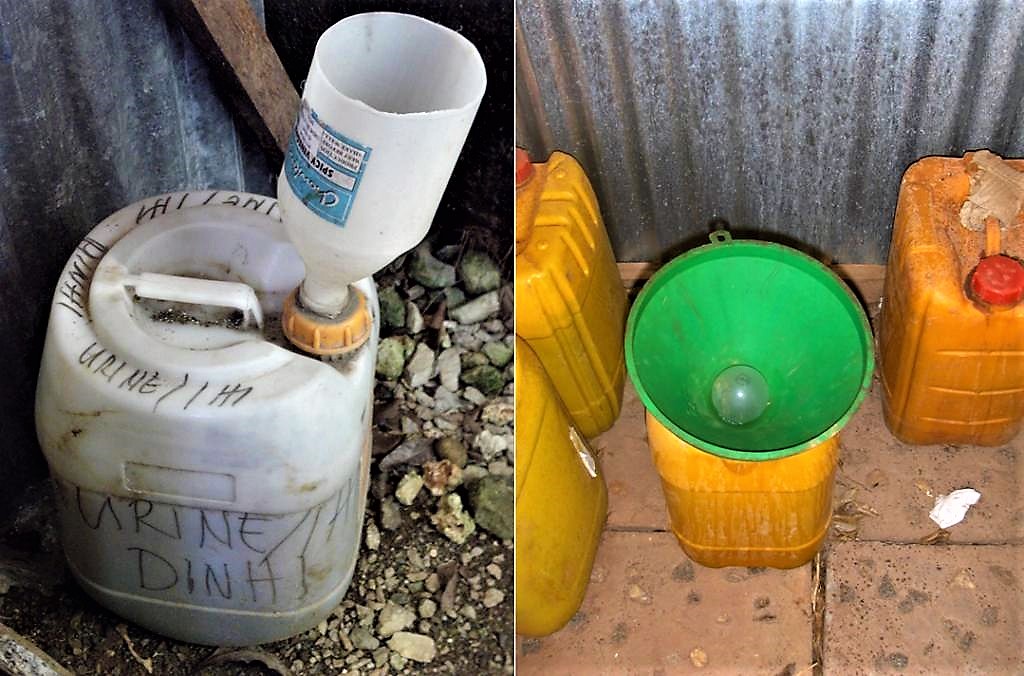 Low-cost water-less urinal “eco-lily” (left) or “bidur” (right). Source: WAFLER (2010) and SPUHLER (2007)